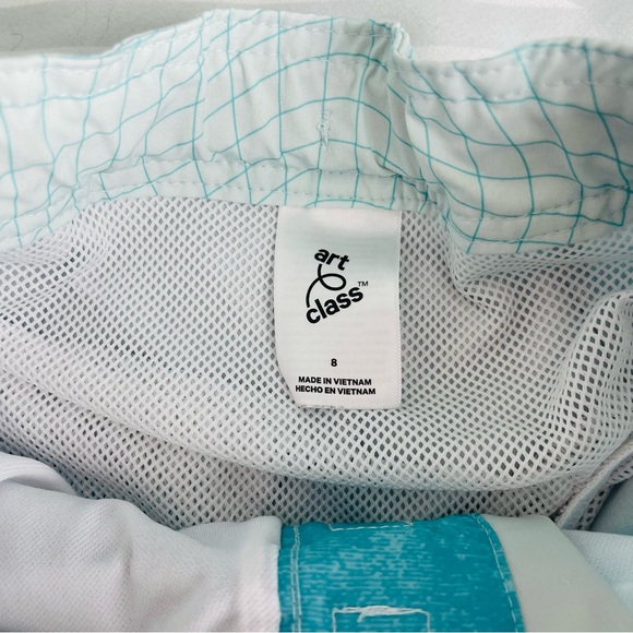 2 pairs of Boys Art Class Swim Trunks Board Shorts 8 green palm trees blue aqua - Picture 8 of 13